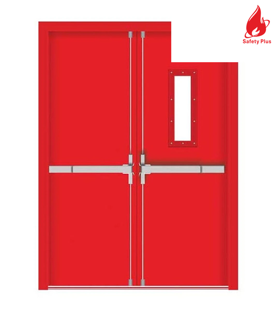 Double Leaf Fire Door: 3 Hour Rated (With 1 Nos. Vision Panel, Equal Sized Leaf)